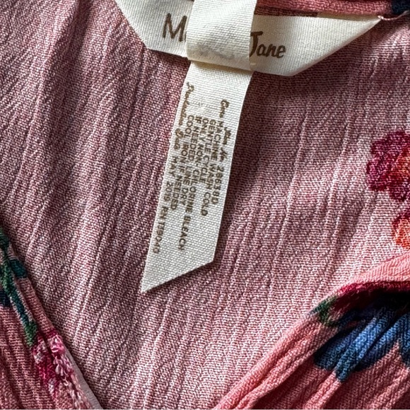 Matilda Jane Floral Mini Dress XS Coral Pink Empire Waist Boho Cottagecore - Picture 6 of 7